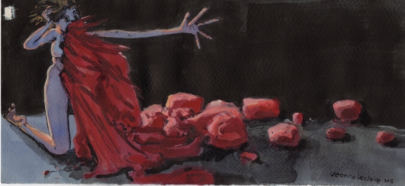 Nude Woman With Red Stuff Spilling Out of Her