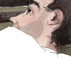 Cropped Portrait of a White Man Showing his Shoulder, Eye, Nose