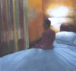 Naked Man Lying at the Edge of a Bed