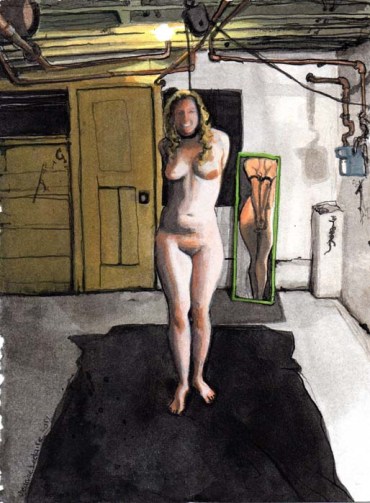 Standing Woman Tied Up in the Basement