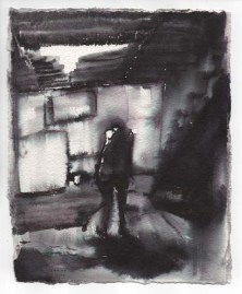 Loose Ink Painting of a Person in the Basement