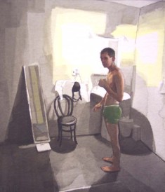 Half-Naked Man in Bathroom