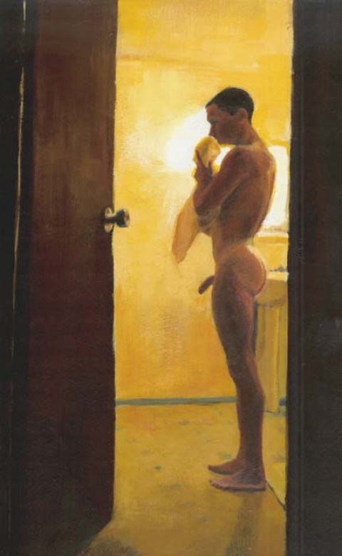 Nude Erect Man in the Bathoom