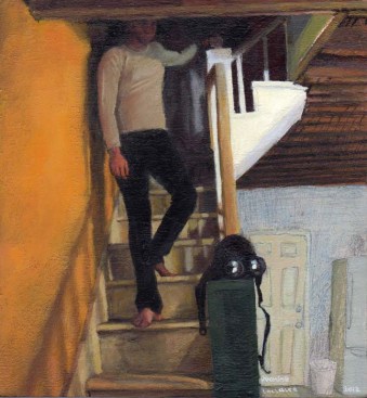 Clothed Man Walking Down Stairs