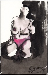 Pink Panties Acrylic and ink on watercolor paper 6" x 3.75"